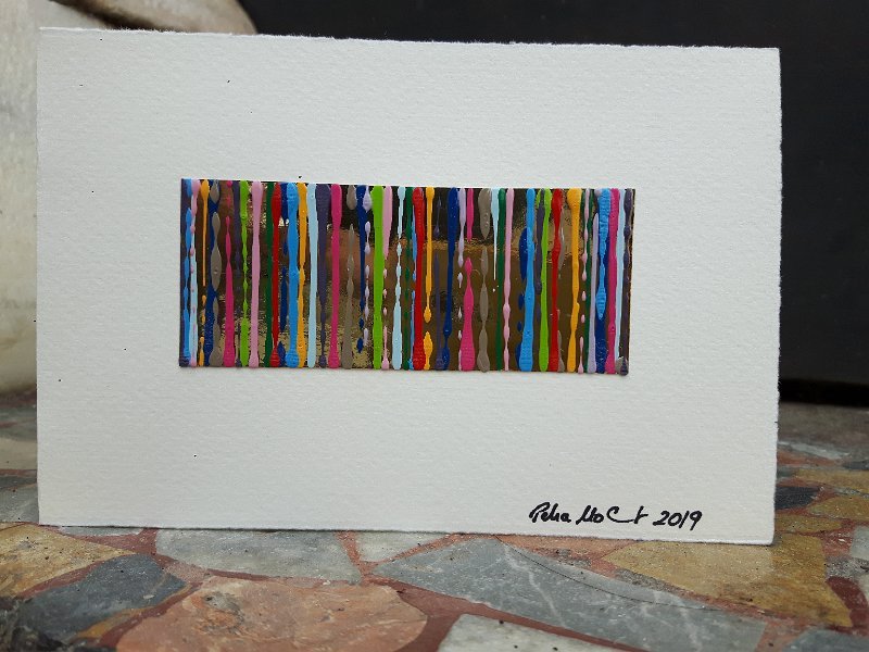 Coloured lines 22 2019, 11.5x17,  Lack auf Papier SOLD 